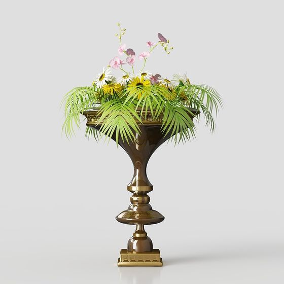 Artistic Floral Vase 3D Model for Various Uses