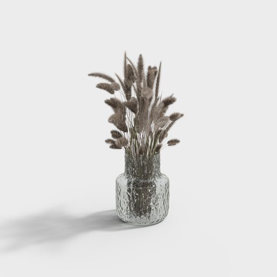 Glass Vase with Hay 3D model