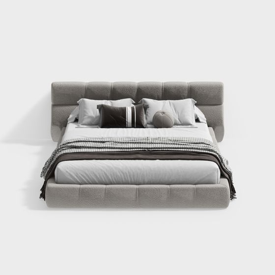 Chic Low-Poly Bed 3D model for Contemporary Interiors