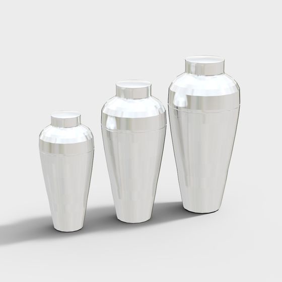 Stylish Stainless Steel Cocktail Shaker Set 3D model