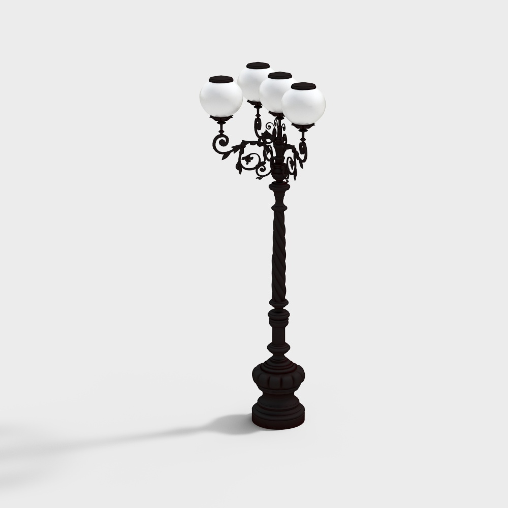 Vintage Street Lamp 3D Model – Detailed Low-Poly Lighting