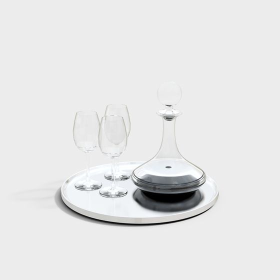 Stylish Low-Poly Glassware Set 3D model