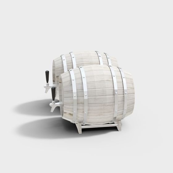 Wooden Keg with Tap 3D model