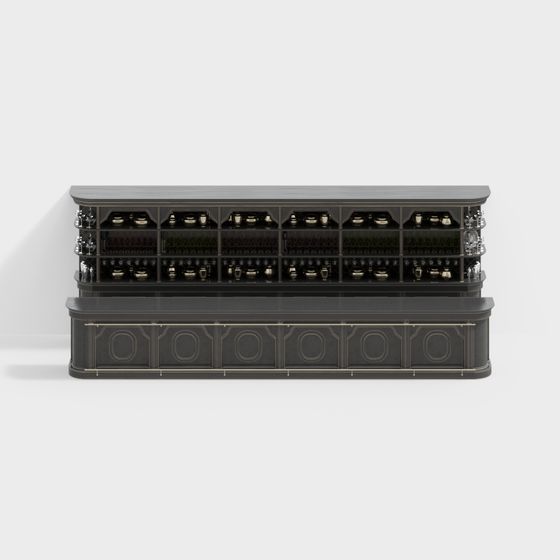 Vintage Bar Counter 3D model with Unique Charm
