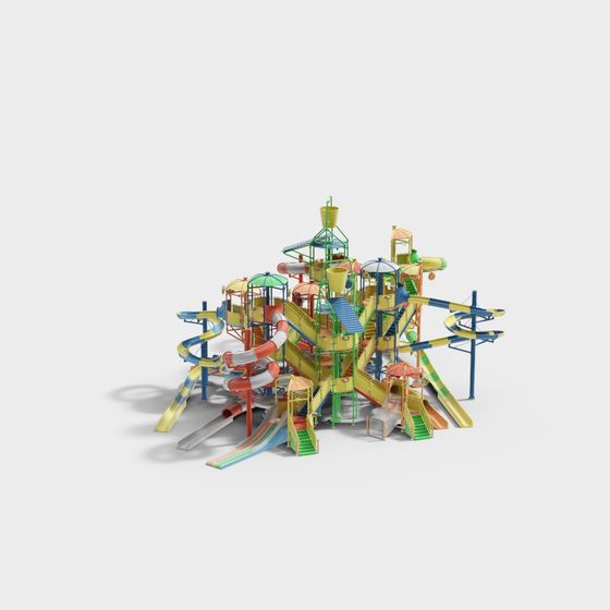 Vibrant Water Park 3D Model for Creative Projects
