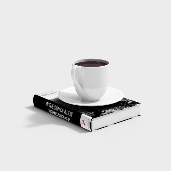 Realistic Coffee and Book 3D model