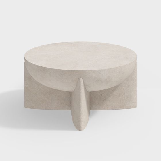 Sleek Round Concrete Table 3D model