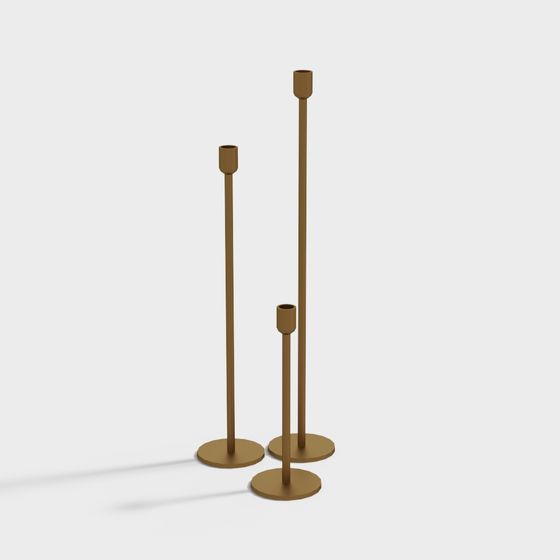 Elegant Gold Candle Holder Set 3D model