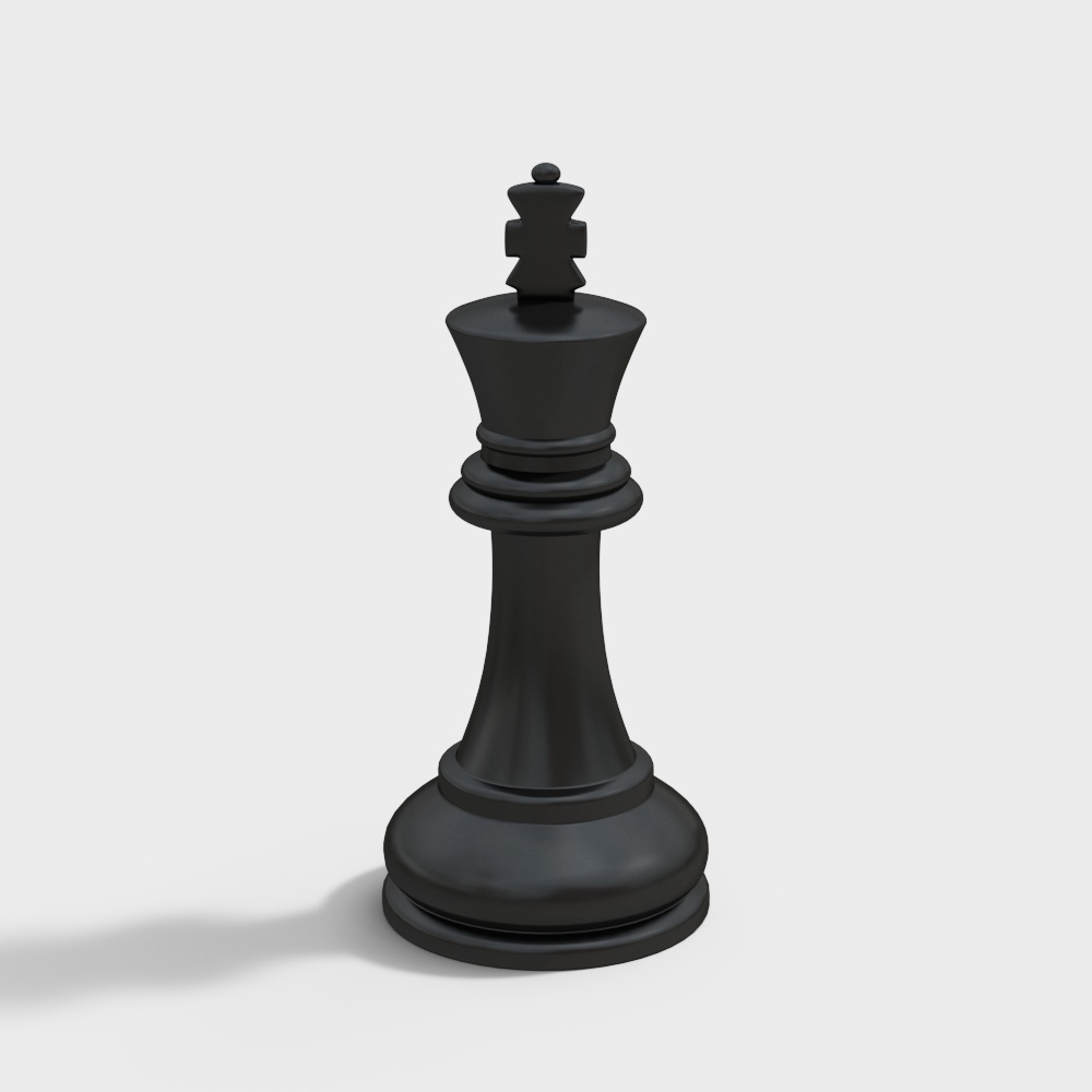 Low-Polygon Black King Chess Piece 3D model