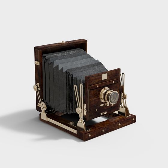 Vintage Wooden Camera 3D Model