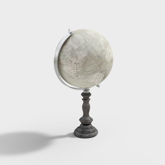 Gray Globe Ornaments 3D Model for Vintage Decor