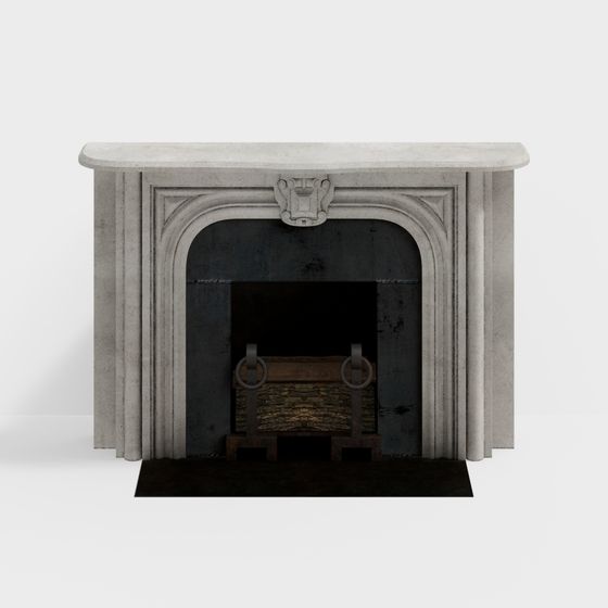 Vintage Style Fireplace 3D model