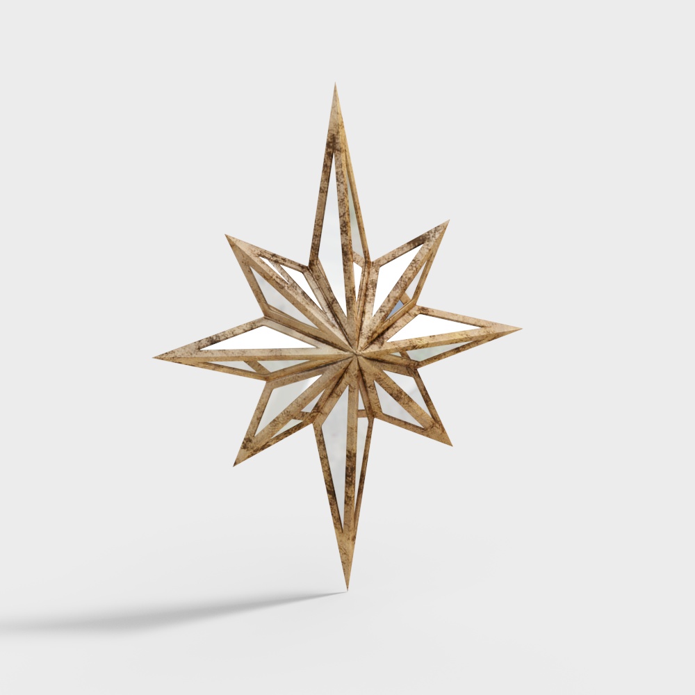 Golden Star Low-Poly 3D Model – Vintage Aesthetic