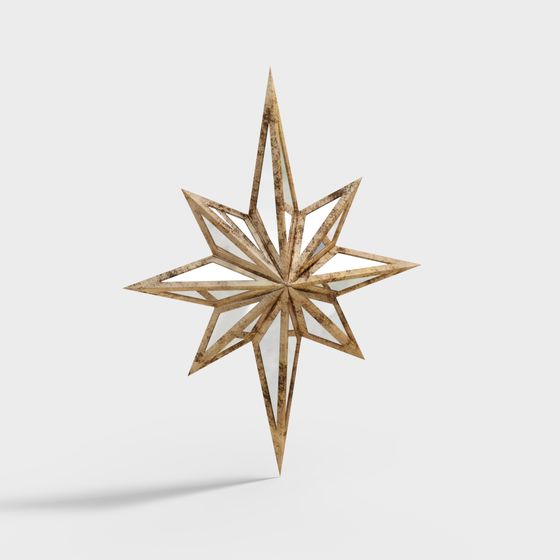 Golden Star Low-Poly 3D Model