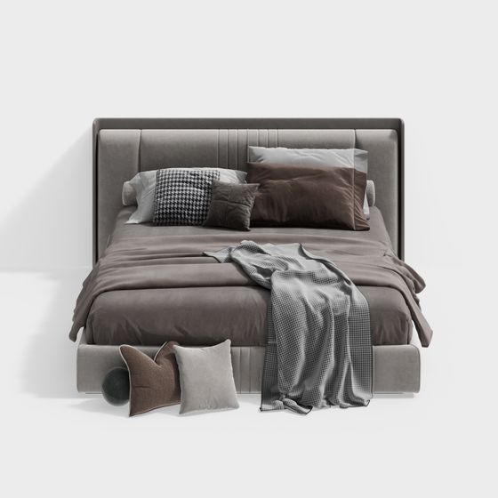 Elegant Low-Poly 3D Bed Model for Modern Interiors