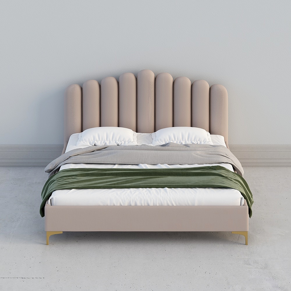 Vivian/Nordic soft-packed fabric double bed small family bed main bedroom 271E-19