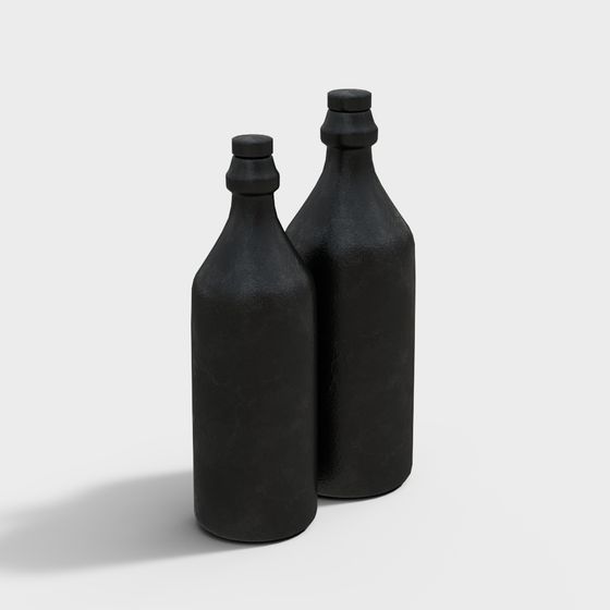 Elegant Low Poly Black Bottle 3D model for Designers