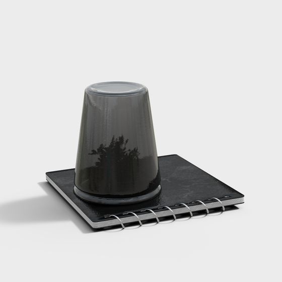 Notebook and Glass Cup 3D Model