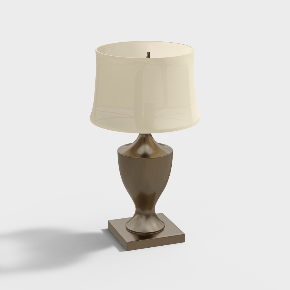 Elegant Low-Poly Table Lamp – Golden Base, Beige Shade