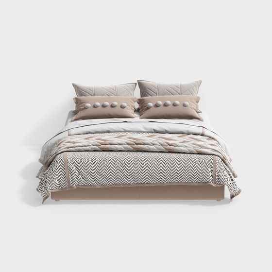 Elegant Low-Poly Bed 3D model for Modern Interiors