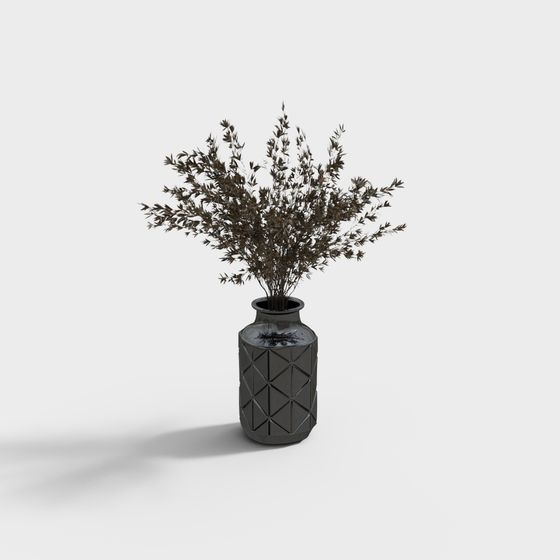 Geometric Vase with Dried Branches 3D model