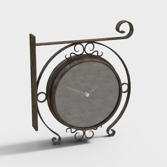 Vintage Iron Wall Clock 3D Model