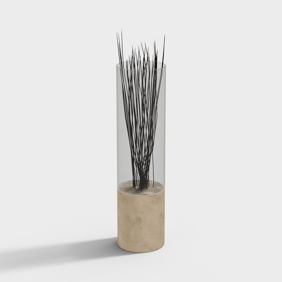 Glass Vase 3D model with Low Poly and High Detail Design