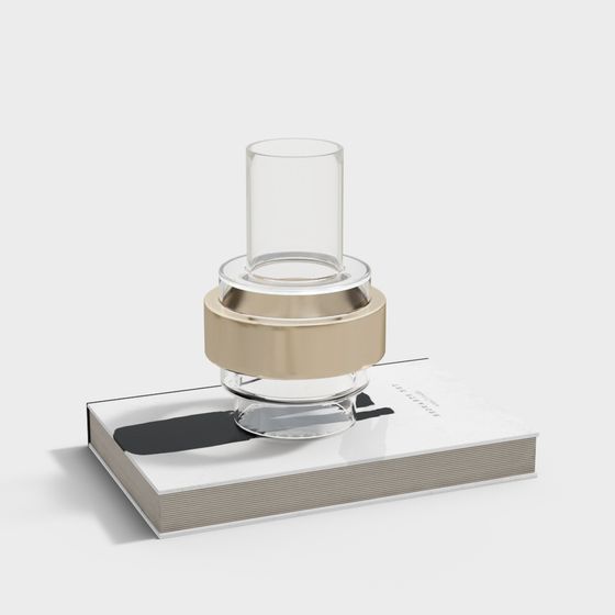 Elegant Glass Candle Holder 3D model for Modern Interiors