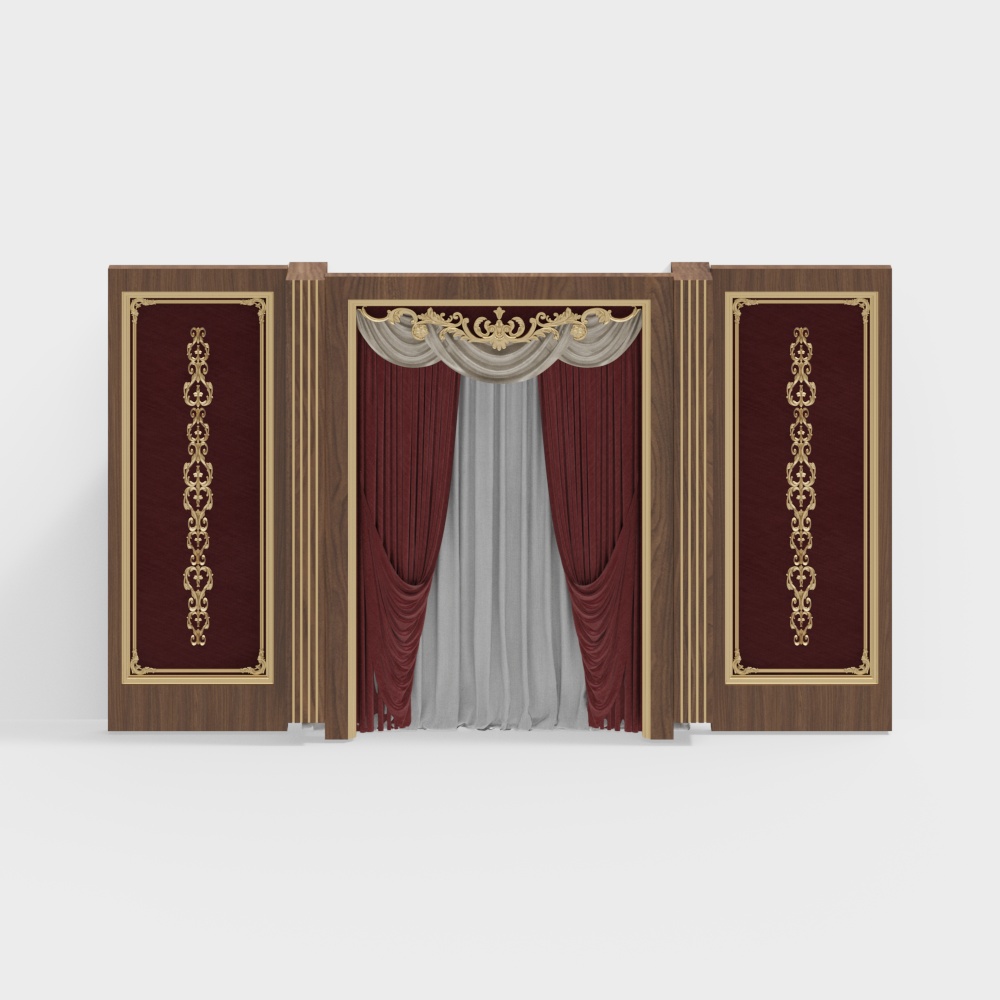 Luxurious Royal Curtain Panel 3D model