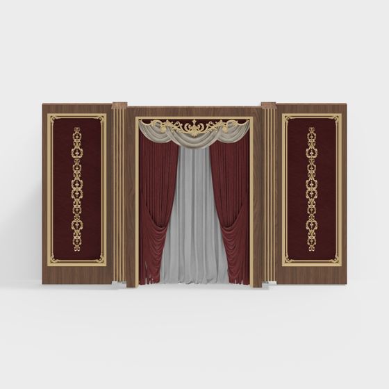 Luxurious Royal Curtain Panel 3D model