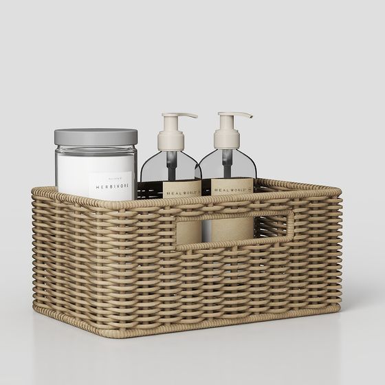 Low-Polygon Woven Storage Basket 3D model