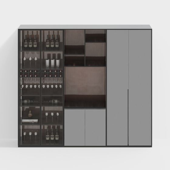 Sleek Low-Polygon Wine Cabinet 3D model