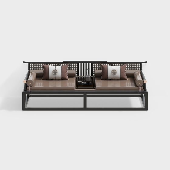 Elegant Asian-Inspired Sofa 3D model