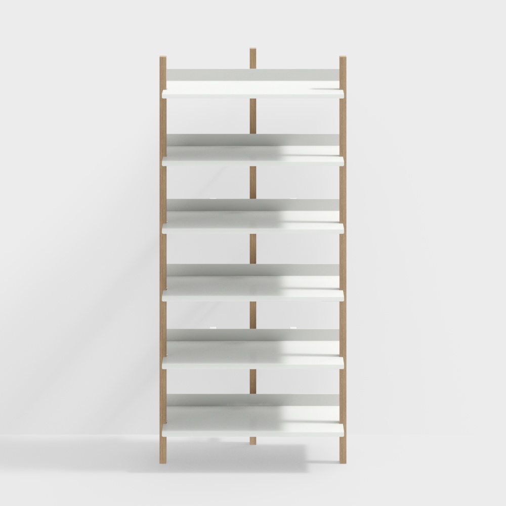 Modern Minimalist 3D Bookshelf – Low-Poly Wood Frame