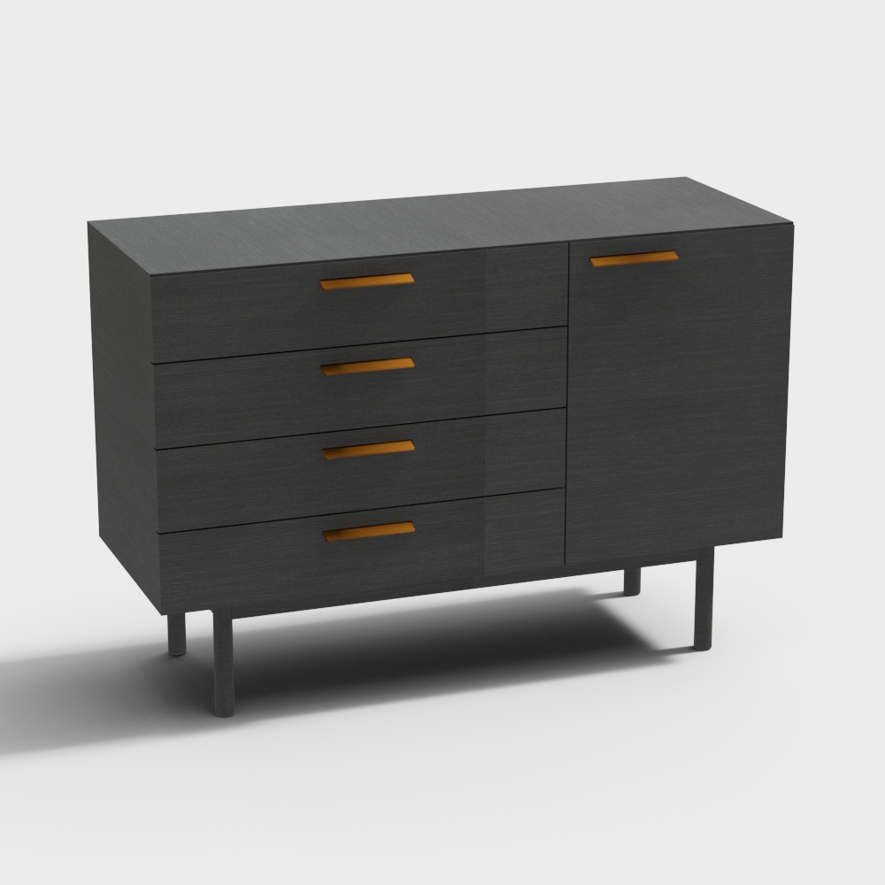 블루 닷 쉐일 4 서랍 1 도어 사이드보드