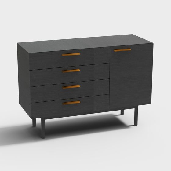 블루 닷 쉐일 4 서랍 1 도어 사이드보드