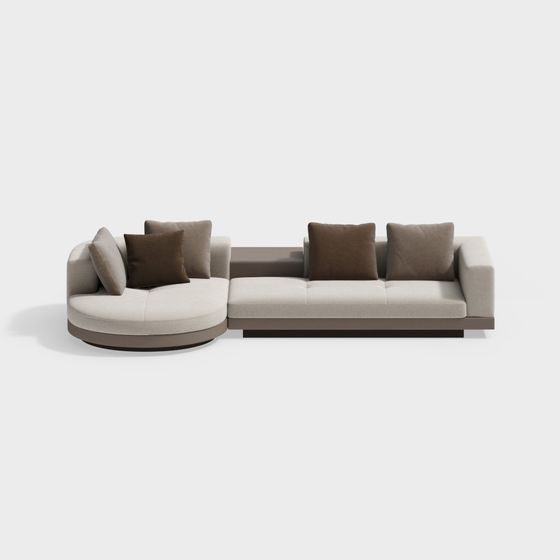 Stylish Curved Sofa 3D model for Modern Interiors