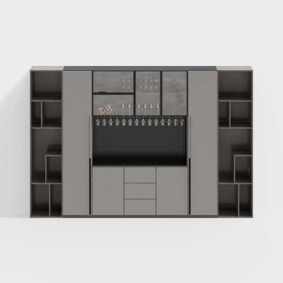 Elegant Low-Polygon Bar Cabinet 3D model