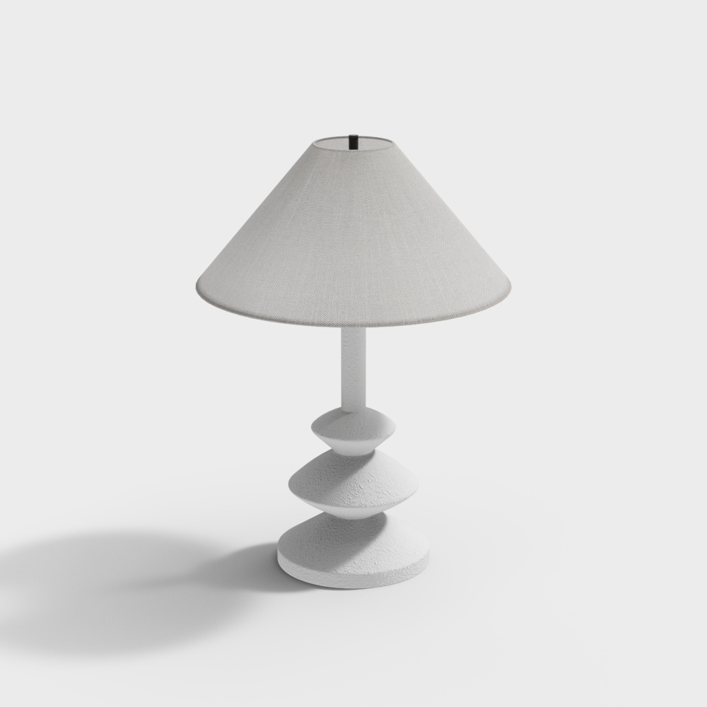Elegant Low Poly Table Lamp 3D Model – Textured Lampshade