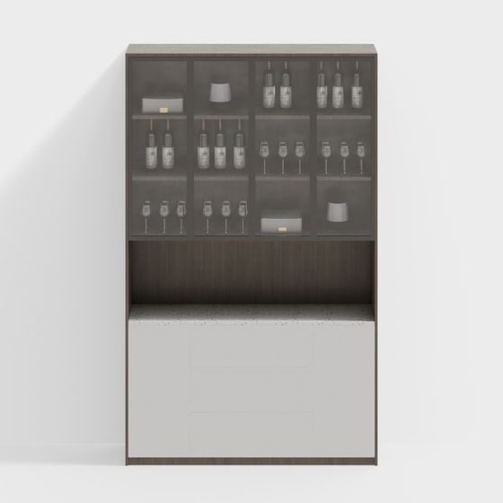 Elegant Wine Cabinet 3D model for Modern Interiors