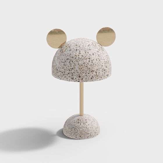 Concrete Mouse Lamp Low Poly 3D model