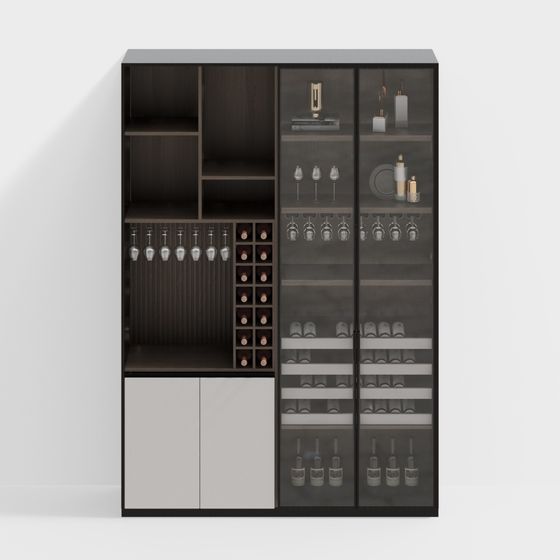 Elegant 3D Model Wine Cabinet Design