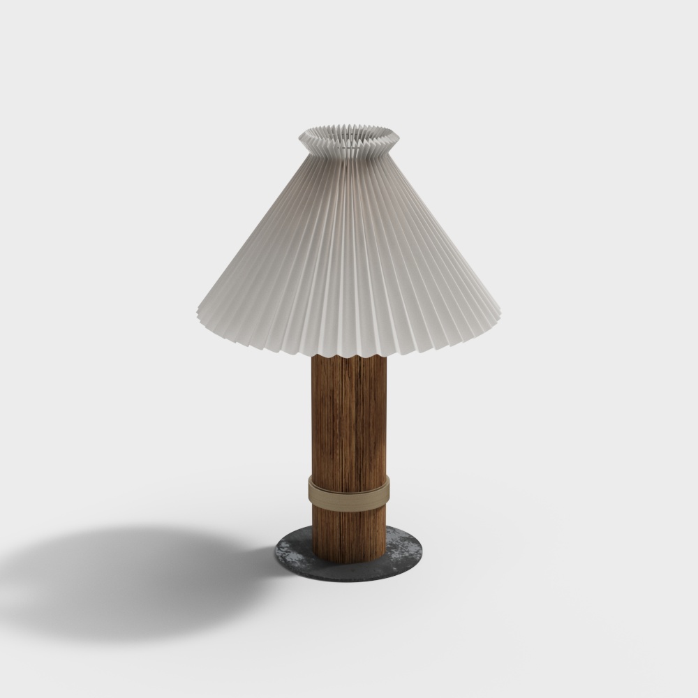 Elegant Low-Polygon Lamp 3D Model – Paper Shade & Marble Base