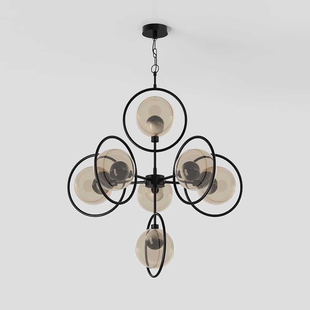Sphere Harmony Pendant Light 3D Model – Black Metal Fixture