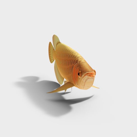 Vibrant Low-Poly Golden Arowana 3D Model