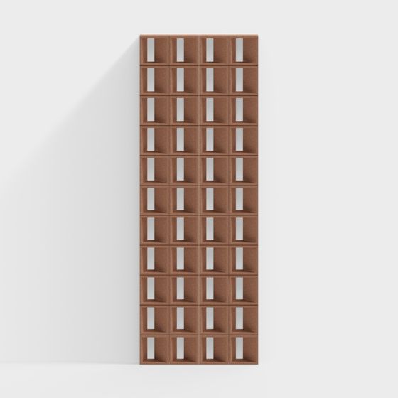 Modern Cutout Partition 3D Model in Wood Color