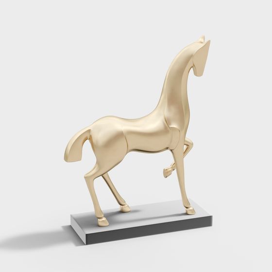 Stylish Golden Horse 3D Model for Creative Projects