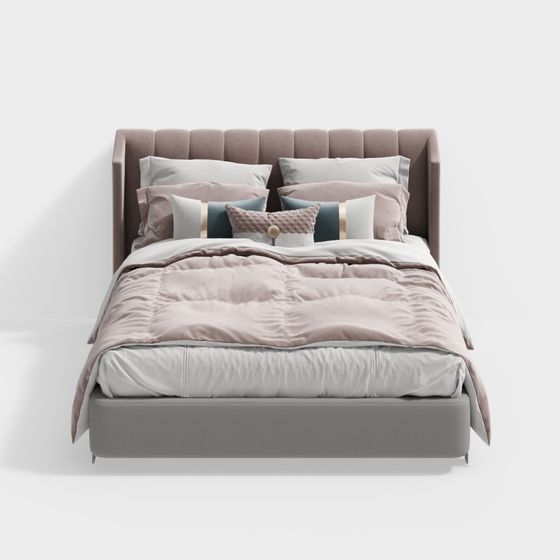 Chic Low-Polygon Bed 3D model for Contemporary Spaces