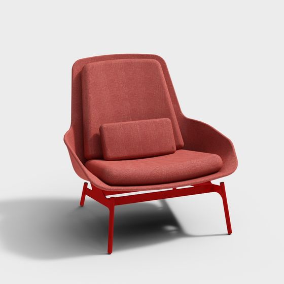 Elegant Red Armchair 3D model for Modern Spaces
