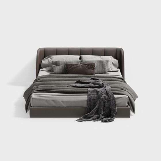 Elegant Low-Poly Bed 3D model for Modern Interiors